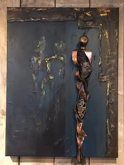 Verbondenheid, Brons en acryl op doek