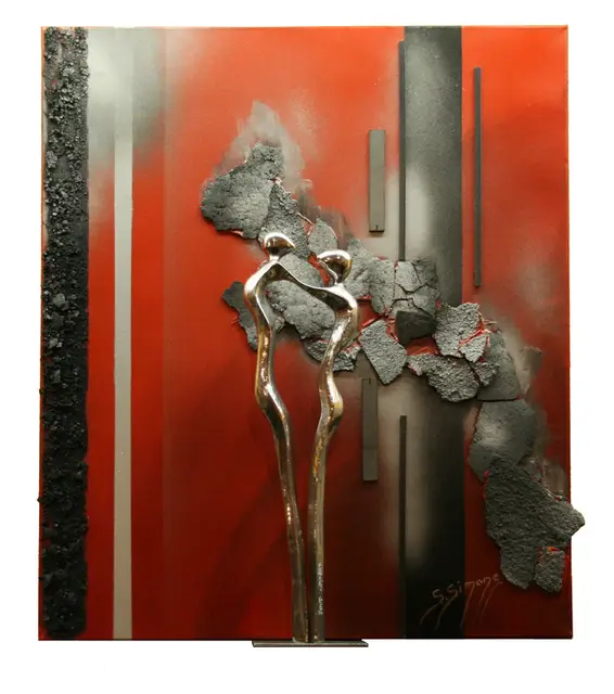 Verbondenheid, Aluminium en acryl op doek